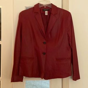 Women’s Red Leather Blazer Style Jacket